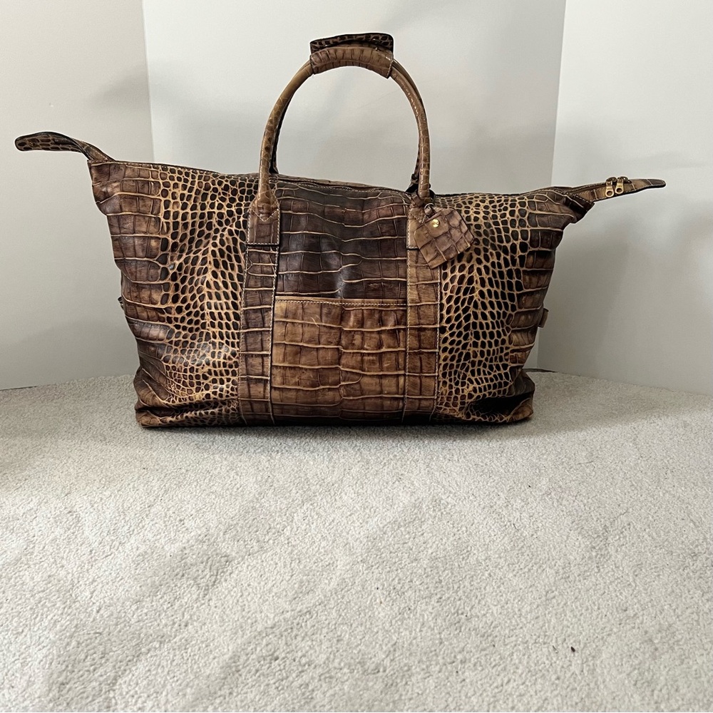 Dooney & Burke Medium Duffle Croco Travel Bag Luggage Tote